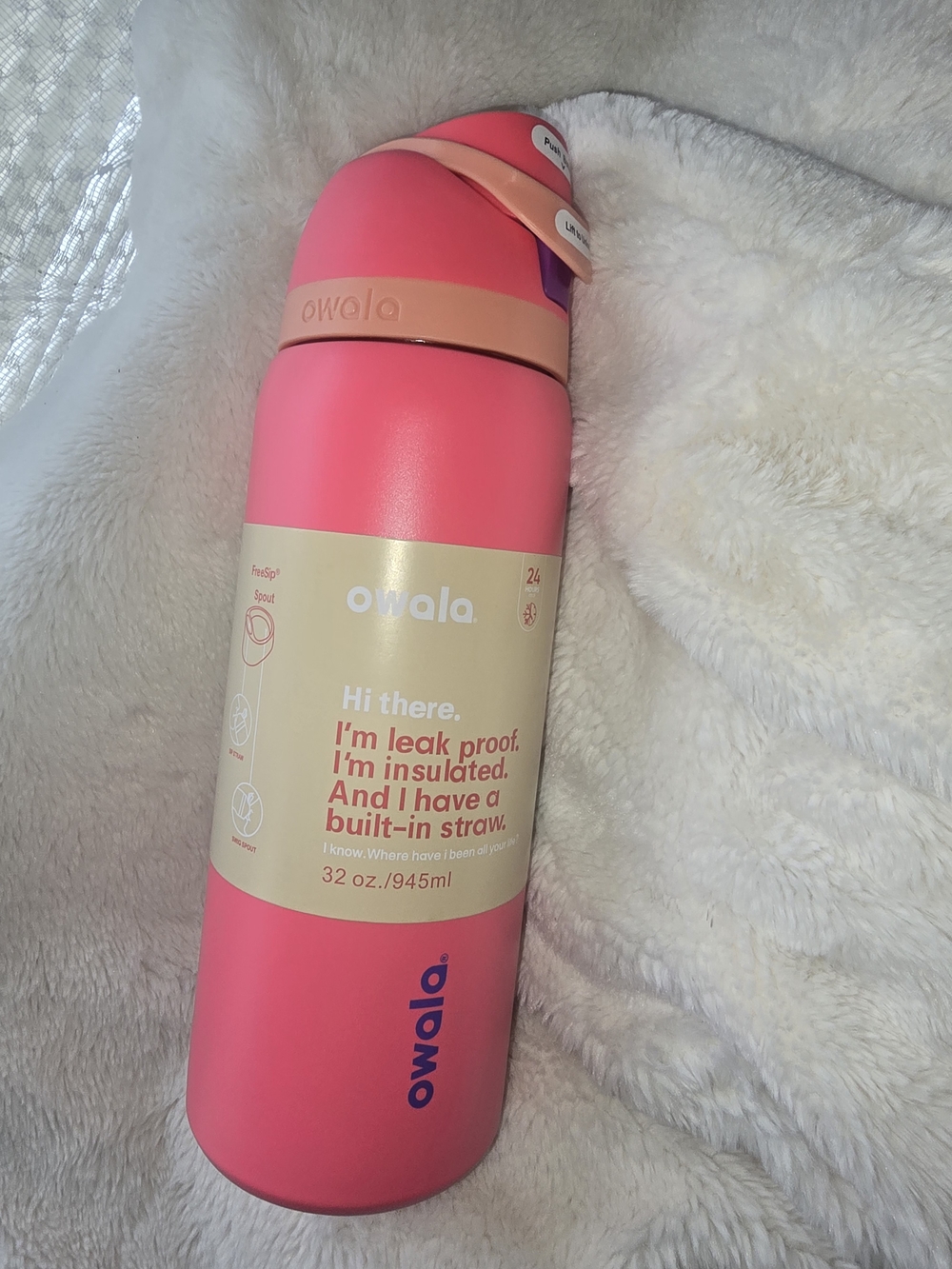 Owala 32oz Insulated Straw Bottle - Coral Pink